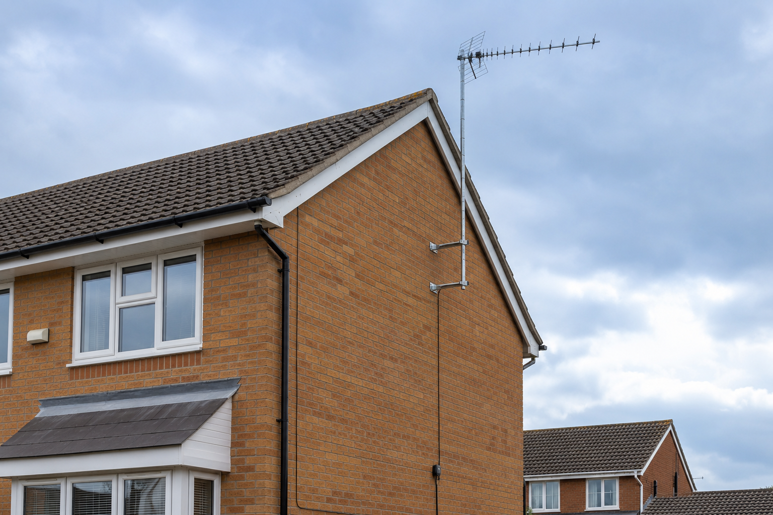 Gable mounted TV aerial installation for Leicester homes